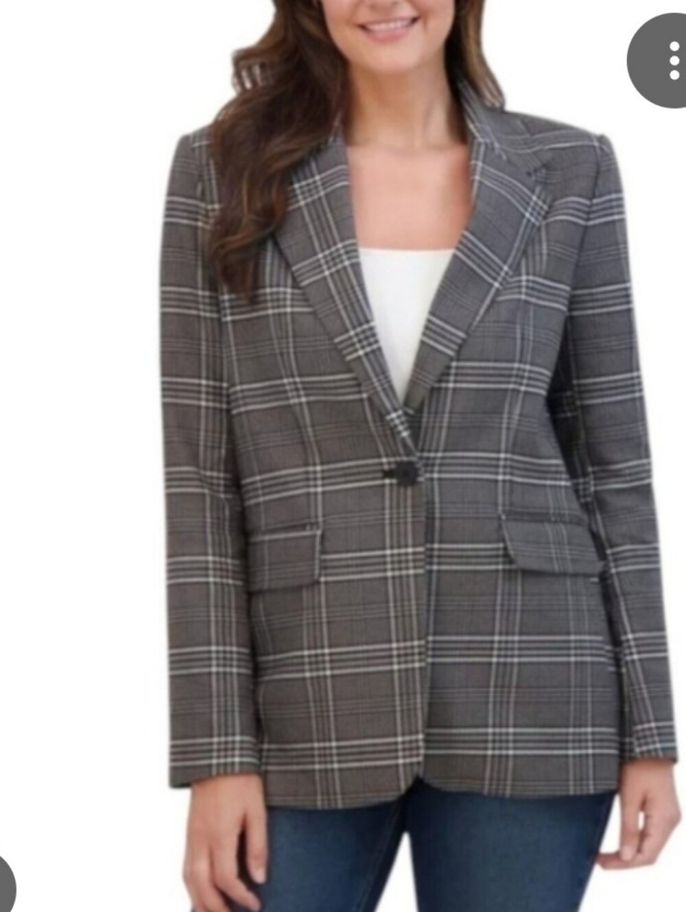 French Connection Gray Plaid Single-Button Blazer Size XL Nwot